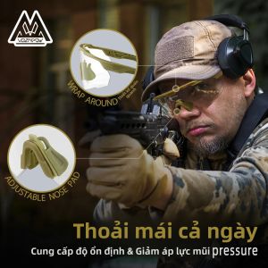 Kính Bắn Súng Chiến Thuật Vozapow Professional UV400 Được Chứng Nhận ANSI Z87.1 Kính Bảo Hộ Chống Sương Mù Dành Cho Leo Núi Và Câu Cá