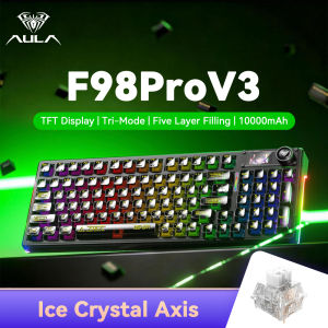 AULA F98 Pro V3 95 key hot swappable Intelligent Screen Mechanical Transparent Keyboard With RGB Backlit Bluetooth/2.4G/Type-C Wired 3-mode Connection Supports WIN/iOS/Android