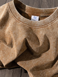 American Retro Washed Cotton Short Sleeve T-Shirt Casual Summer Sport Top Youth Popular Loose Fit round Neck Sweatshirt