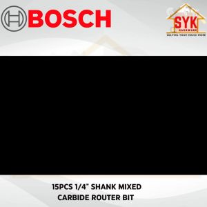 SYK Bosch 15pcs 1/4" Shank Mixed Carbide Router Bit Sets Shank Trimmer Wood Trimmer Bit Sets - 2607017473