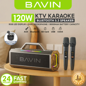 BAVIN BM26 Outdoor Bluetooth Speaker Splash-Proof & Durable w/ Remote Control & 2 Wireless Microphones