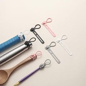 New Silicone Cable Tie with Hanging Ring Kitchen Tool Handle Binding Belt Reusable Cord Tie with Hook Suspensible Cord Organizer