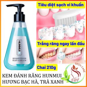 [SIÊU TRẮNG RĂNG] Kem Đánh Răng HUNMUI Hương Bạc Hà Trà Xanh Tảo Biển Chai 210g Dạng Gel Lỏng Trắng Răng Ngay Trong Lần Sử Dụng Đầu Tiên Hơi Thở Thơm Mát Bạc Hà Ngăn Ngừa Sâu Răng
