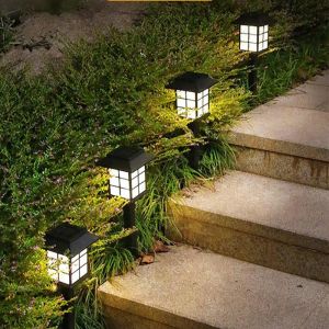 Pathway Lights 2pcs Led Solar Lawn Lamp House Shape for Garden/Landscape/Yard/Patio/Driveway/Walkway Lighting Outdoor Solar Lamp