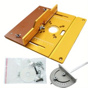 Aluminum Alloy Router Table Insert Plate Set Woodworking Benches Router Flip Plate with Miter Gauge Guide Woodwork Router Table