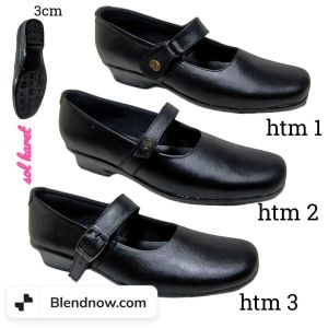 Sepatu pdh dinas polwan boots wanita bahan kulit pantopel hak 7cm