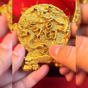 8.4*6.8CM Koin Feng Shui Dragon Phoenix Paduan Kerajinan Logam Yang Menarik Dan Berkat Kekayaan Multifungsi Koin Keberuntungan Feng Shui Dragon Phoenix