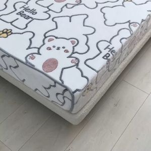 Flannel Bed Sheet Single-Piece Snowfleece Bedspread Mattress Cover Plus Fleece Anti-Slip Fully Surround