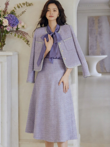 Roey s house | Chic Tweed Womens Winter Suit Set with Coat and Skirt