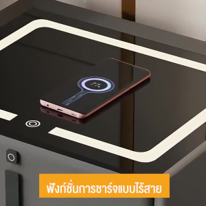 SMART NESTตูข้างเตียง โต๊ะข้างเตียง มาพร้อมกับไฟกลางคืน 3สี +ที่ชาร์จแบบไร้สาย+ลำโพงบลูทูธ 5.0 +สแกนลายนิ้วมือ