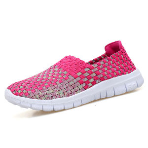 Comfortable Handwoven Breathable Sporty Womens Slip-On Casual Shoes Elastic Band Closure Flat Bottom Traditional Cloth Shoes