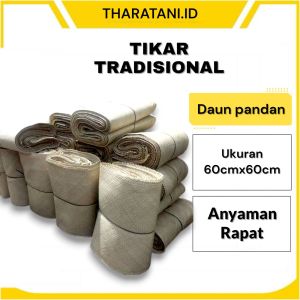 Tikar Anyam Daun Pandan Duri Asli 60x60 Cm - Samak Sesajen Tiker Adat Stadion dan Camping