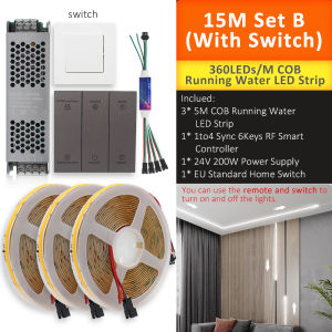 24V COB Sync Running Water LED Strip Light WS2811 Horse Race Flex Flowing Water Ribbon Tape Lamp Smart Switch for Home Decor