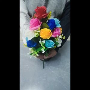 18PCS Rose DIY Red White Artificial Fake Flower for Party indoor and outdoor flower decoration