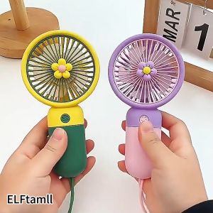 ELFtmall พัดลมมือถือ Mini พัดลมพกพา ความเร็วลม 3 ระดับ ชาร์จพัดลมมินิ แรงลมแรง แบบพกพา พัดลมขนาดเล็ก มีสายชาร์จ USB แบตเตอรี่แบบชาร์จไฟได้ในตัว