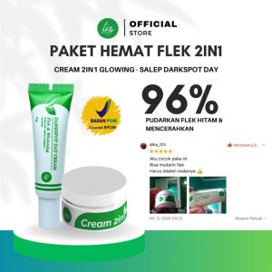 Elzet Skincare Paket Hemat 2in1 Salep Darkspot Siang Whitening Cream Penghilang Jerawat Flek Hitam Resmi BPOM