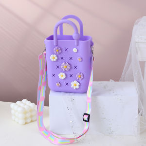 Waterproof Beach Jelly Bag Womens New 2025 DIY Hole Handbag Mini Mobile Phone Bag Crossbody Bag for Student Party
