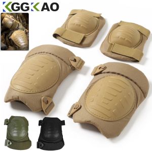 Professional Adjustable Knee & Elbow Pad 4 Pcs Sports Military Knee Elbow Protector Adult Tactical Hunting Combat Protective Set