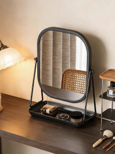 FWTDF | Luxurious Iron Art Desktop Makeup Mirror Organizer