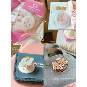 Foldable Magnetic Phone Stand Original Half Diary Collection Airbag Extensible DIY Matching Mobile Phone Case Cute Cartoon Style