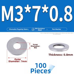 304 Stainless Steel Flat Washer Metal Flat Disc M1.6-M36 Size Range for Hardware And Tools Fasteners Pad Circles