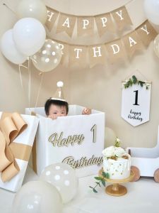 กล่องของขวัญตกแต่งพิเศษสำหรับงานวันเกิดขนาดใหญ่ 40 ซม. กล่องถ่ายรูป DIY สไตล์อเมริกัน กล่องใส่ของหวานแบบสีพื้น