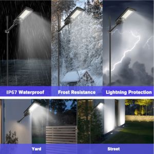 MEIANVU 1500W Solar Street Lights Outdoor Waterproof High Brightness Dusk to Dawn LED Lamp with Motion Sensor and Remote Control for Parking Lot Yard Garden Patio Stadium Piazza