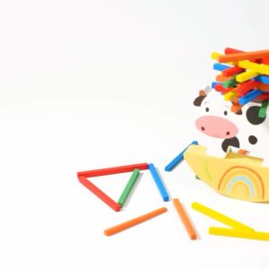 Wooden Animal Stacking Block Game Cow Stacking Balance Toy Montessori Fine Motor Training Educational Toys For Children Kids