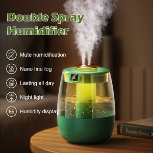 House Life Double Spray Humidifier 1L Capacity Ultra-Quiet with USB Humidity Digital Display for Car Office Home Room