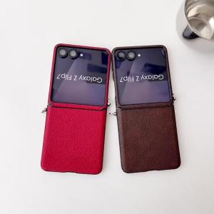 Luxury Business Leather Shockproof Phone Case For Samsung Galaxy Z Flip 7 FE 5 6 4 With Side Buckle Lanyard Protect Cover ZFlip7