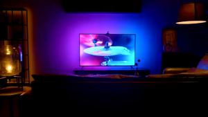Smart TV LED Backlight with Camera RGBIC Strip Lights Screen Sync Ambient Lights for 55 Inch TV