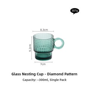 YOGEHOME | Elegant Green Glass Cup with Handle for Couples