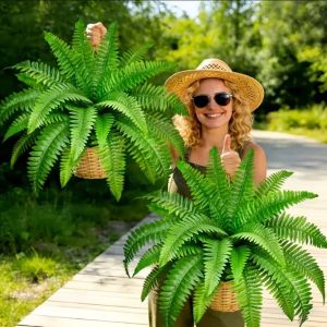 1PC 18 Heads Artificial Persian Fern Grass Greenery 9Heads Fake Plants for Home Garden Wedding Indoor Outdoor Decor
