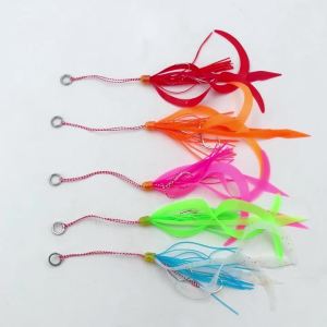 Bimoo 3/5pcs Silicone Rubber Skirts W/ Twin Jig Assist Hooks Marlin Inchiku Tai Kabura Slider Jig Lure Snapper Sea Fishing Lures