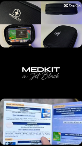 MedKit Jet Black Premium Compact Travel Health Kit with 40+ items