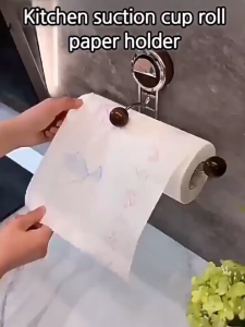 Suction Cup Kitchen Tissue Holder No Drill Hanging Storage Rack Roll Paper Dispenser Cabinet Wall Mounted Organizer