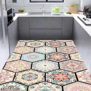 PVC Washable and Erasable Kitchen Floor Mat Non-Slip and Oilproof Waterproof Household Foot Mat Entrance Door Leather Carpet Cutting