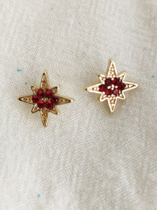 Delicate Small Red Eight-pointed Star Earrings Sleepwear-friendly Silver Needle-free Korean Style Fashion Jewelry for Women
