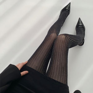 ถุงน่องผ้าไหมสีดำเซ็กซี่สำหรับผู้หญิงในช่วงฤดูร้อน ถุงน่องผ้าไหมบาง ตาข่ายทอง ถุงน่องสะท้อนแสง ถุงน่องผ้ากำมะหยี่ ถุงน่องผ้ากำมะหยี่