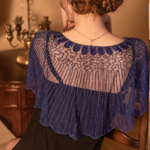 High Quality Womens 1920s Shawl Evening Cape Vintage Flapper Shawl: Sequin Beads Embroidery and Mesh Design for Gatsby Parties!