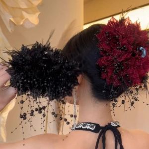 ARCHER LEVEL72EL0 Sequin Grasping Clip Plastic Peony Flower Hair Claw Fashion Tassel Flower Hairgrips Women