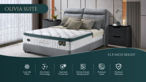 Honey Olivia Suite 11.5" Mattress/Hotel Luxury Series/Cool Silk/Antistatic/Sanitized/12YearWarranty