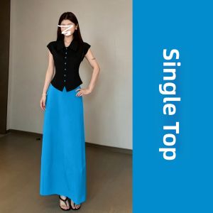 Karrar betsey | Stylish Korean Klein Blue Outfit Dress Skirt Set