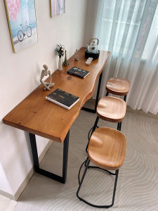 Bar Counter Log High Table Chair Set Wall Living Room Cream Wind Bench Narrow Milk Tea Office Real Balcony For Home