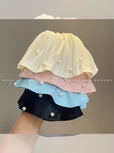 WENZHU | Atmospheric Elegant Faux Pearl Ruffled Fabric Hair Band