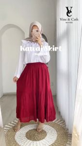 Vincath Rok Panjang Wanita Katun Rayon Adem – Pinggang Full Karet – All Size Fit to XL – Bahan Lembut & Ringan – Rok Muslim Remaja Korean Look – Warna Lengkap - Lebar 260 cm - RW - 03
