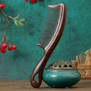 Natural Black Ebony Wood Comb for Women Long Hair Curling Anti-static Home Use Wide Tooth Large Tooth Massage Hair Brush