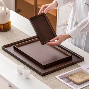 Wooden Tea Tray Serving Plate Dessert Storage Cake Fruit Salad Restaurant Coffee Shop round Flat Plate No Clothing Needed