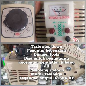 OKI TDKGTC-0.5KVA Step Down Transformer AC 250V dimmer pengatur putaran mesin alat pemotong steform murni kawat email tembaga tegangan 0-250V Ac daya max 500Watt