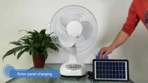 【2025 NEW】solar electric fan 18 Inch with panel stand fan 16 inch 12 Inch desk fan USB rechargeable portable wall fan with 2 free LED lighting 5-speed super strong wind